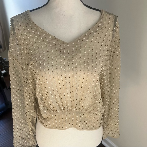Lucky Brand Embellished Beaded Sequin Top Size Xsmall NWT - Picture 2 of 6